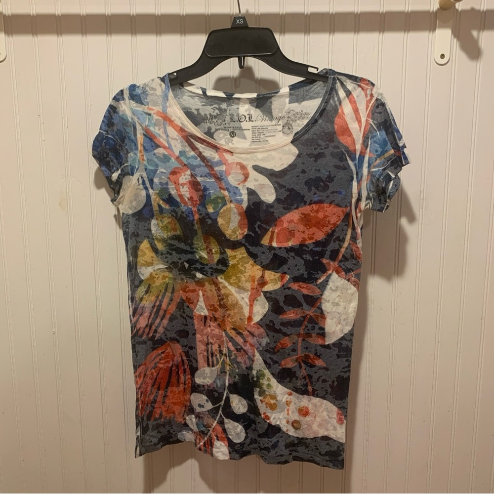 L.O.L. Vintage Women's Multicolor Floral Short Sleeve Tee